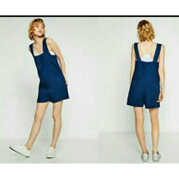 New Zara Trafaluc frayed denim romper. Size medium - Picture 3 of 3
